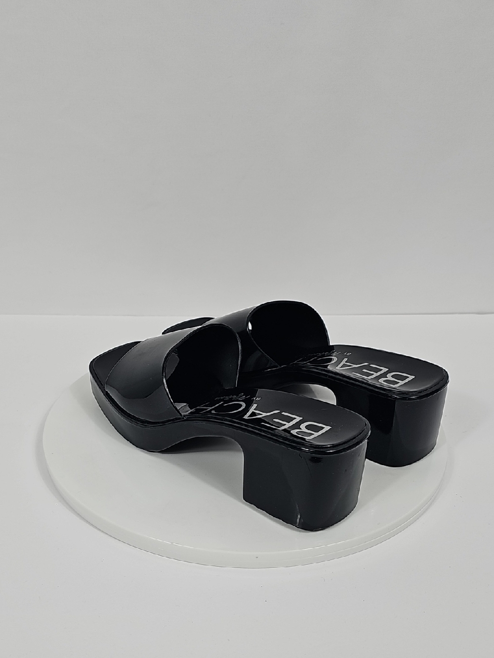 NIB Beach By Matisse Wade Platform Slide Sandals Block Heel Square Toe Black 7 - Picture 8 of 15